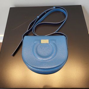 Salvatore Ferragamo teal blue leather crossbody bag